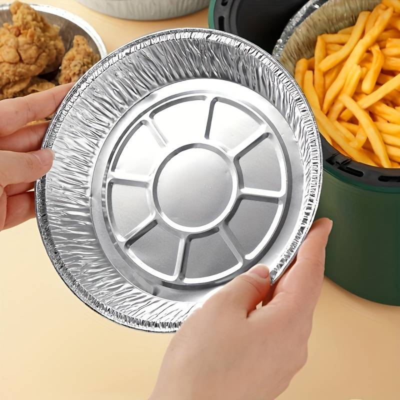 Set Of 10 Aluminum Foil Plates, Disposable Aluminum Frying Container, Kitchen Oil Absorbing Paper Container, Multipurpose Tin Foil Pad Set Of 10 Aluminum Foil Plates, Disposable Aluminum Frying Container, Kitchen Oil Absorbing Paper Container, Multipurpose Tin Foil Pad